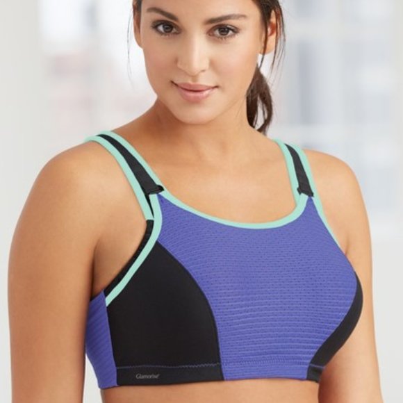 Glamorise SPORT Bra 34C (DOUBLE-LAYER) Wicking (PADDED-STRAPS) Purple NEW - Picture 9 of 16